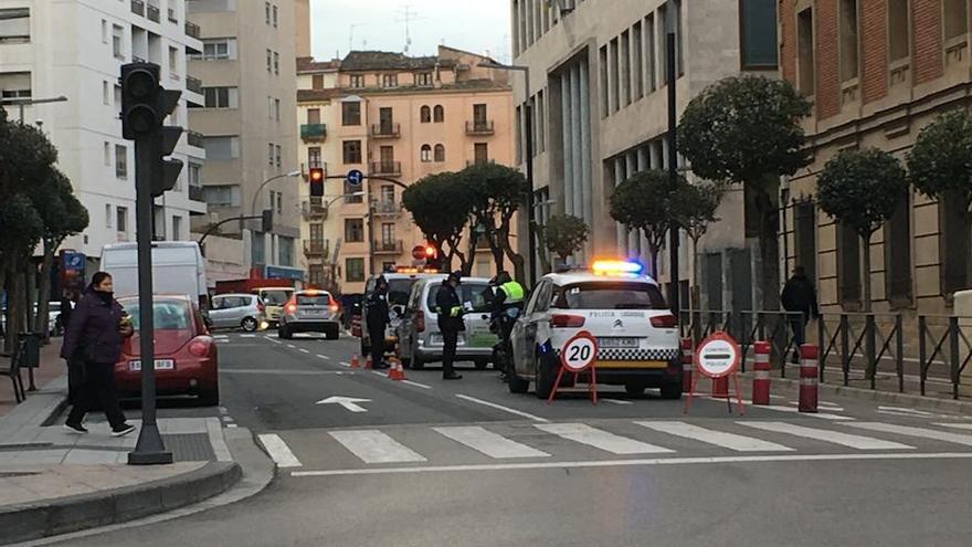 control de policía en el centro de Logroño