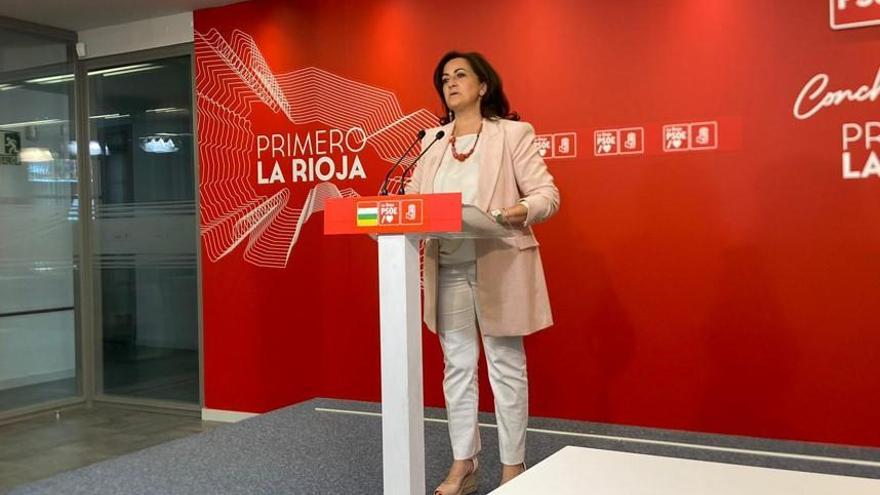 Concha Andreu en la sede del PSOE